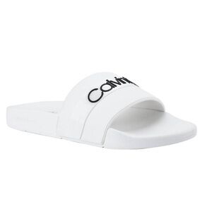 Calvin Klein Mens Adult Casual Pool Slides Logo White Color Sandals Size 11M